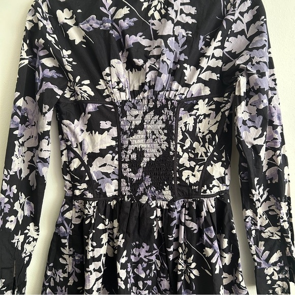 By Anthropologie Purple and Black Floral Corset Shirt Dress - Picture 9 of 10